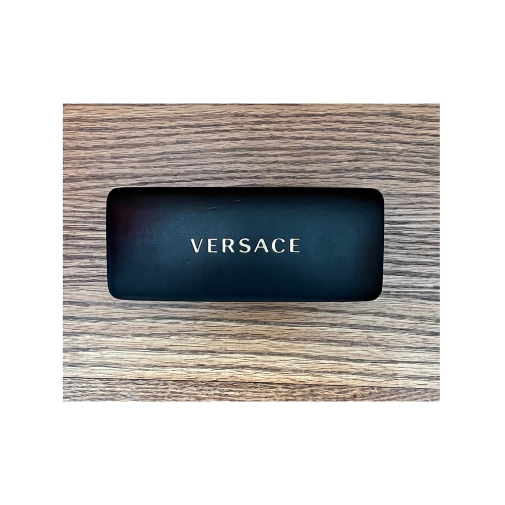 Versace Black Hardshell Sunglasses Eyeglasses Case Silver Logo Luxury Eyewear
